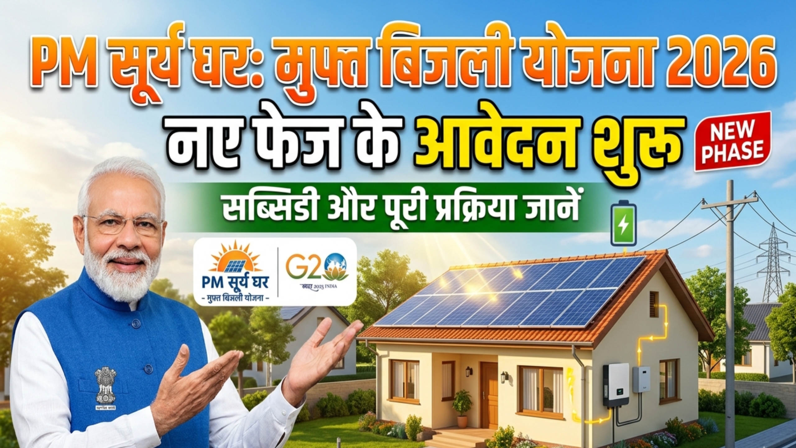 PM Surya Ghar Muft Bijli Yojana 2026 solar panel on rooftop hindi