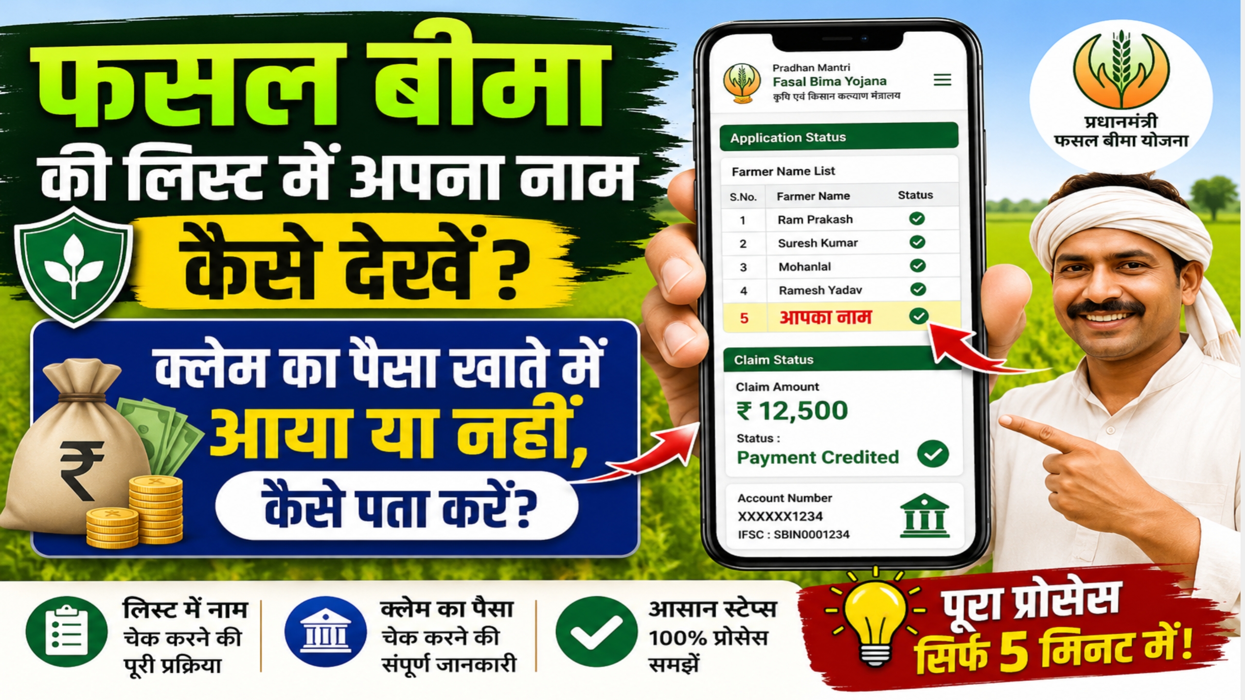प्रधानमंत्री फसल बीमा योजना लिस्ट और क्लेम स्टेटस चेक करने की प्रक्रिया
