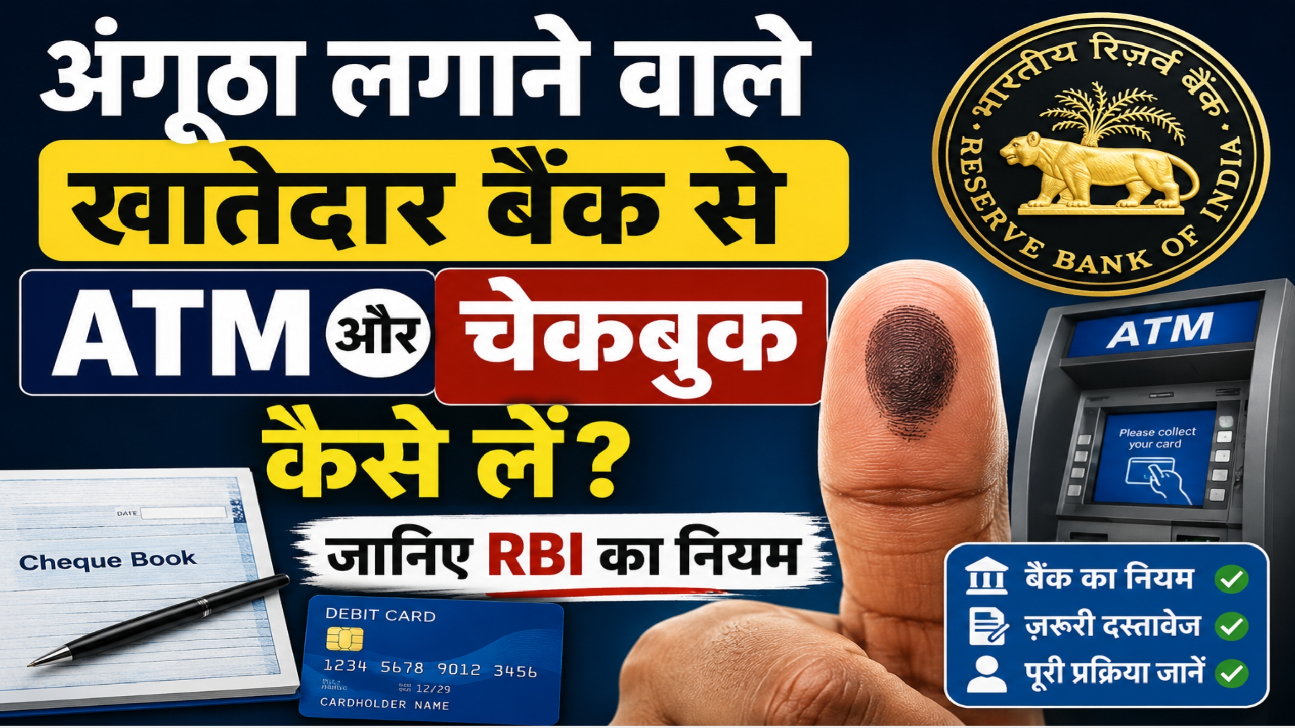 अंगूठा लगाने वाले खातेदार बैंक से ATM और चेकबुक कैसे लें? जानिए RBI का नियम