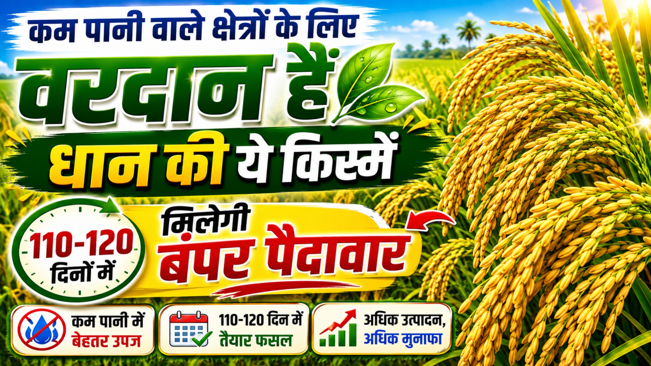 कम पानी वाले क्षेत्रों के लिए वरदान हैं धान की ये किस्में, 110-120 दिनों में मिलेगी बंपर पैदावार